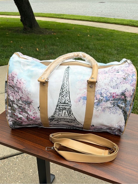 Unbranded Handbags - Paris Eiffel Tower Floral Weekender Duffel Bag Shoulder Strap New